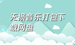 无损音乐打包下载网盘