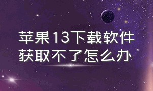 苹果13下载软件获取不了怎么办