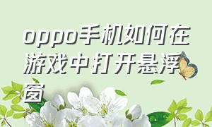 oppo手机如何在游戏中打开悬浮窗