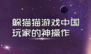 躲猫猫游戏中国玩家的神操作