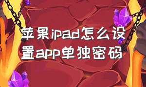 苹果ipad怎么设置app单独密码