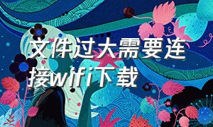 文件过大需要连接wifi下载