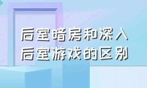 后室暗房和深入后室游戏的区别