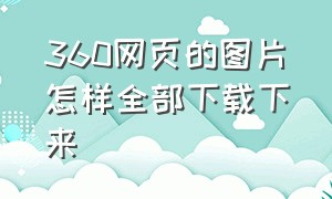 360网页的图片怎样全部下载下来