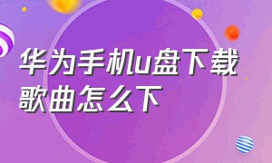 华为手机u盘下载歌曲怎么下（华为手机下载歌曲在u盘怎么下载）