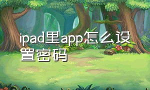 ipad里app怎么设置密码