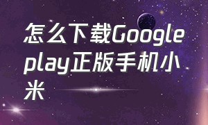 怎么下载Googleplay正版手机小米