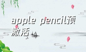 apple pencil预激活