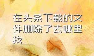 在头条下载的文件删除了去哪里找（头条下载的文件在哪个文件夹）