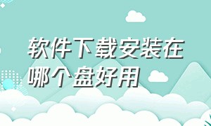 软件下载安装在哪个盘好用