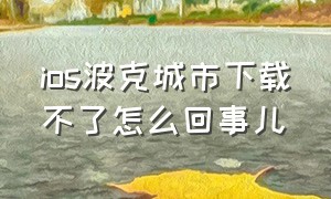 ios波克城市下载不了怎么回事儿（ios波克城市下载不了怎么回事儿呀）