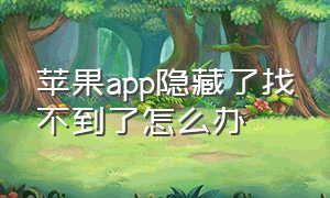 苹果app隐藏了找不到了怎么办（苹果app隐藏了怎么弄出来）