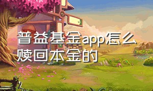 普益基金app怎么赎回本金的