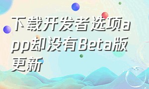 下载开发者选项app却没有Beta版更新