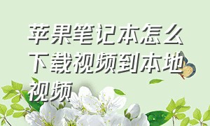 苹果笔记本怎么下载视频到本地视频（苹果手机下载的视频在电脑的哪里）