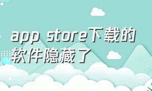 app store下载的软件隐藏了