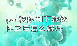 ipad被限制下载软件之后怎么解开