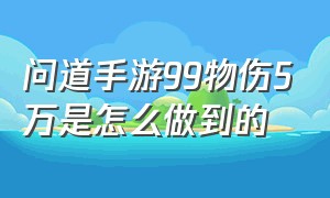 问道手游99物伤5万是怎么做到的