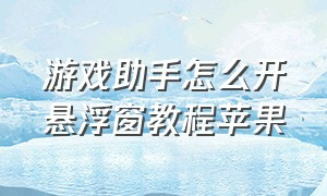 游戏助手怎么开悬浮窗教程苹果