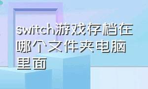 switch游戏存档在哪个文件夹电脑里面（switch游戏存档在哪个文件夹电脑里面找）