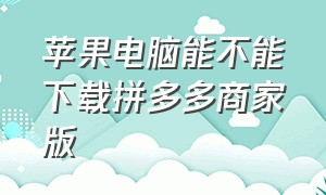 苹果电脑能不能下载拼多多商家版