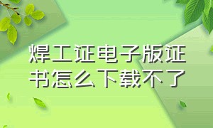 焊工证电子版证书怎么下载不了（电子版焊工证怎么打印成纸质版的）