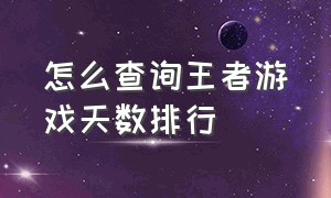 怎么查询王者游戏天数排行