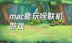 mac能玩啥联机游戏