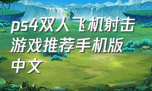ps4双人飞机射击游戏推荐手机版中文