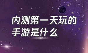 内测第一天玩的手游是什么（内测最多的手游平台是哪个）