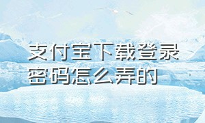 支付宝下载登录密码怎么弄的