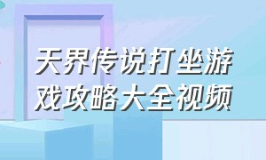 天界传说打坐游戏攻略大全视频