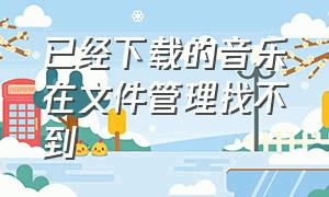 已经下载的音乐在文件管理找不到