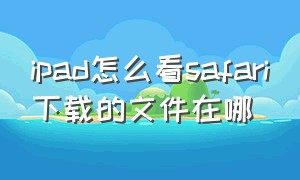 ipad怎么看safari下载的文件在哪