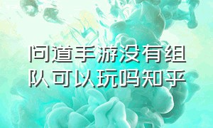 问道手游没有组队可以玩吗知乎