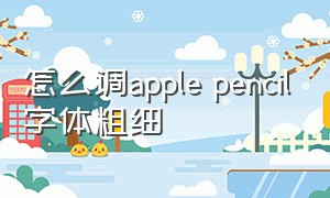 怎么调apple pencil字体粗细