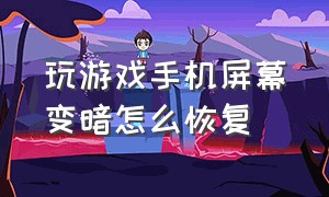 玩游戏手机屏幕变暗怎么恢复