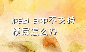 ipad app不支持横屏怎么办