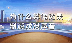 为什么英伟达录制游戏没声音