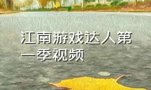 江南游戏达人第一季视频