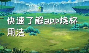 快速了解app烧杯用法（快速了解app烧杯用法）