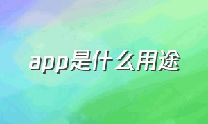 app是什么用途