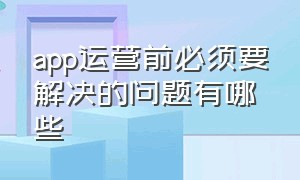 app运营前必须要解决的问题有哪些