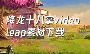 降龙十八掌videoleap素材下载