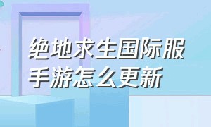 绝地求生国际服手游怎么更新（绝地求生国际服手游更新哪个地图）