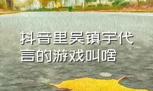 抖音里吴镇宇代言的游戏叫啥