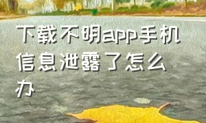 下载不明app手机信息泄露了怎么办