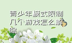 青少年模式限制几个游戏怎么解除