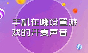 手机在哪设置游戏的开麦声音