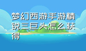 梦幻西游手游精锐三巨头怎么获得（梦幻西游手游精锐三巨头怎么获得技能）